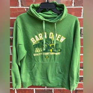 John Deere Barn Crew Men’s Medium Long Sleeve Hoodie Note 2 Small Holes in Pics